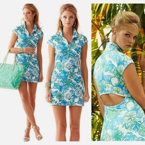 Lilly Pulitzer Rayna Cut Out Back Sweet And Sour Knit Pique Polo Dress